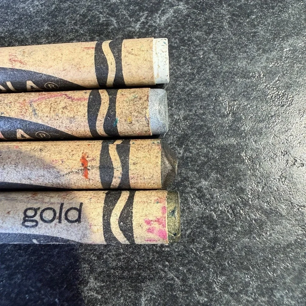 Vintage Crayola Crayons Binney & Smith White Silver Copper Gold Retired